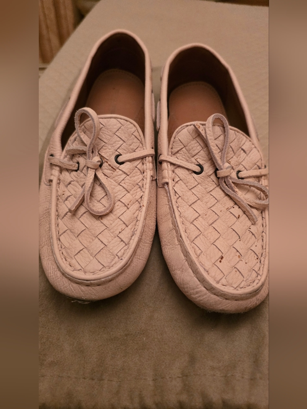 Bottega Veneta Blush Woven Leather Loafers